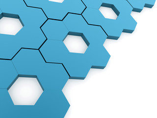 Blue hexagonal gears background