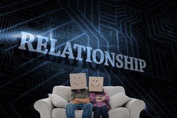 Aufkleber - Relationship against futuristic black and blue background