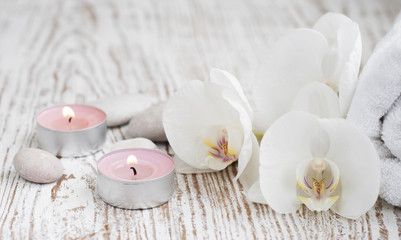 Sticker - Spa set with white orchids