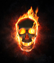 Evil Skull In Flames And Smoke