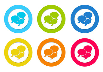 Wall Mural - set of rounded icons with conversation symbol
