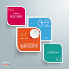 Wall Mural - round colored quadrates template 4 options bevel line