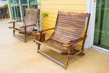 balcony with old wooden chair