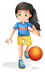 Poster - A little girl playing basketball