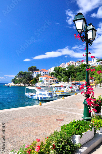Fotoboard na płycie Skiathos stary port, grecja
