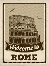 Welcome To Rome Retro Poster