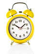 yellow alarm clock isolated on white background