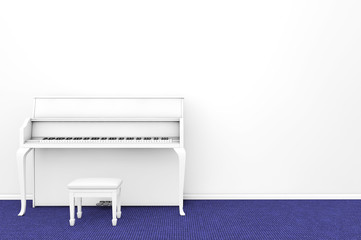 Poster - White Piano with chair