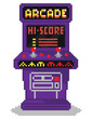 vector illustration - pixel art style drawing of arcade cabinet,