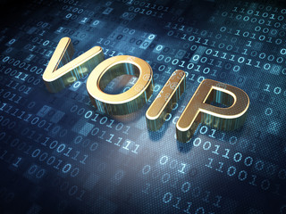 Wall Mural - Web design concept: Golden VOIP on digital background