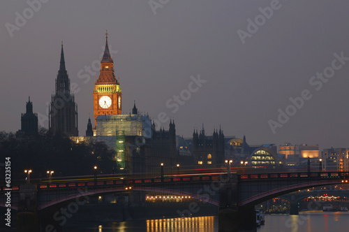 Obraz na płótnie canvas czteroczęściowy "tetraptyk" Panoramę Londynu, noc