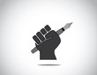 protesting human hand fist holding a fountain pen concept icon