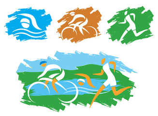 Wall Mural - Triathlon grunge symbols