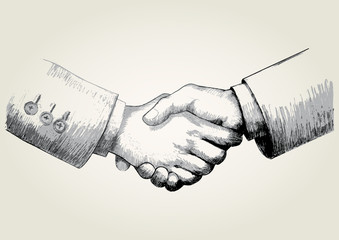 Wall Mural - sketch illustration of shaking hands