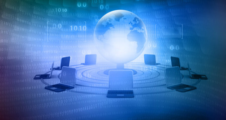 global computer network on abstract tech background .