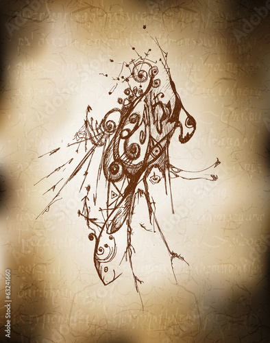 Obraz na płótnie canvas Steampunk rysunek stylizowany rysunek wiele szczegółów vintage retro card