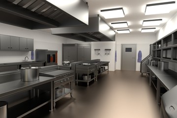 Wall Mural - realistic 3d render of kitchen