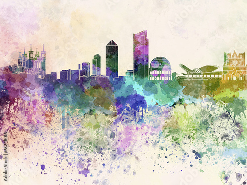 Board z aluminiowym obramowaniem Lyon skyline w tle akwarela
