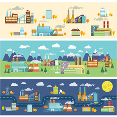 Canvas Print - Industry buildings horizontal banners