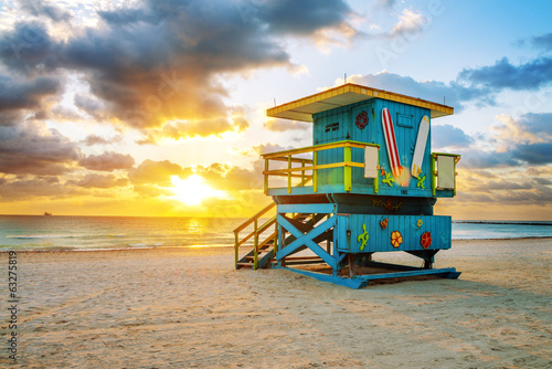 Plakat na papierze fotorealistycznym Miami South Beach sunrise
