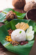 nasi lemak, a traditional malay curry paste rice dish served on