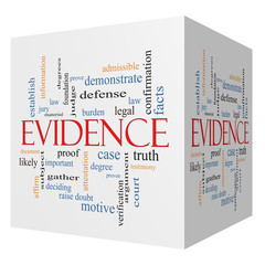 Evidence 3D cube Word Cloud Concept