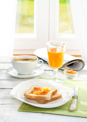 Continental breakfast - coffee, orange juice, toast