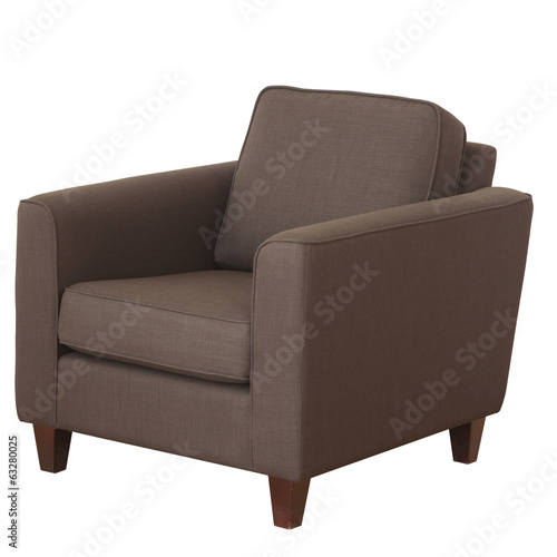 Fotografie, Obraz Elegant armchair of brown fabric isolated on white background