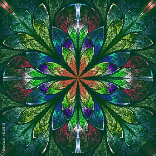 Obraz na płótnie canvas Multicolor piękne fraktali w stylu witrażu okna. 