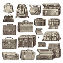 Collection Of Vintage Baggage Illustrations