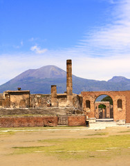 Sticker - Ruins of Pompeii and volcano Mount Vesuvius