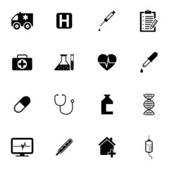 Poster - Vector black  medical icons set