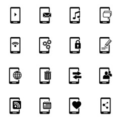 Wall Mural - vector black mobile icons set