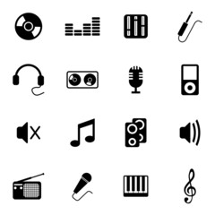 Wall Mural - vector black music icons set