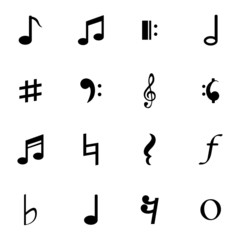 Wall Mural - vector black notes icons set