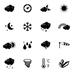 Wall Mural - vector black weather icons set