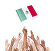 Multi-Ethnic Arms Raised for the Flag of Mexico