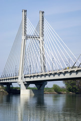 Cable-stayed bridge across river Po in Northern Italy