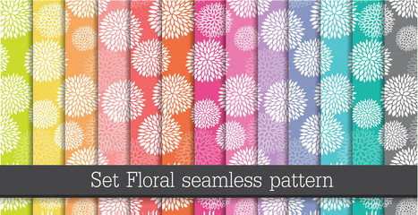 Wall Mural - set floral seamless pattern
