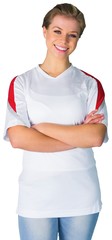 Wall Mural - Pretty football fan in white smiling