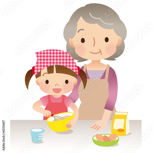 料理をするおばあちゃんと子供 Adobe Stock でこのストックイラストを購入して 類似のイラストをさらに検索 Adobe Stock