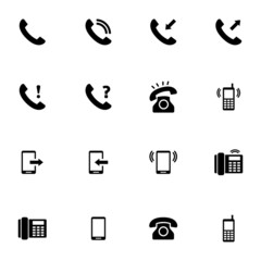 Wall Mural - Vector black telephone icons set