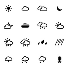 Sticker - Vector black  weather   icons set