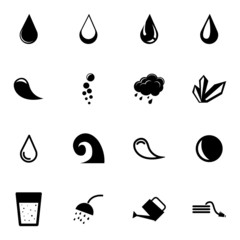 Wall Mural - vector black water icons set