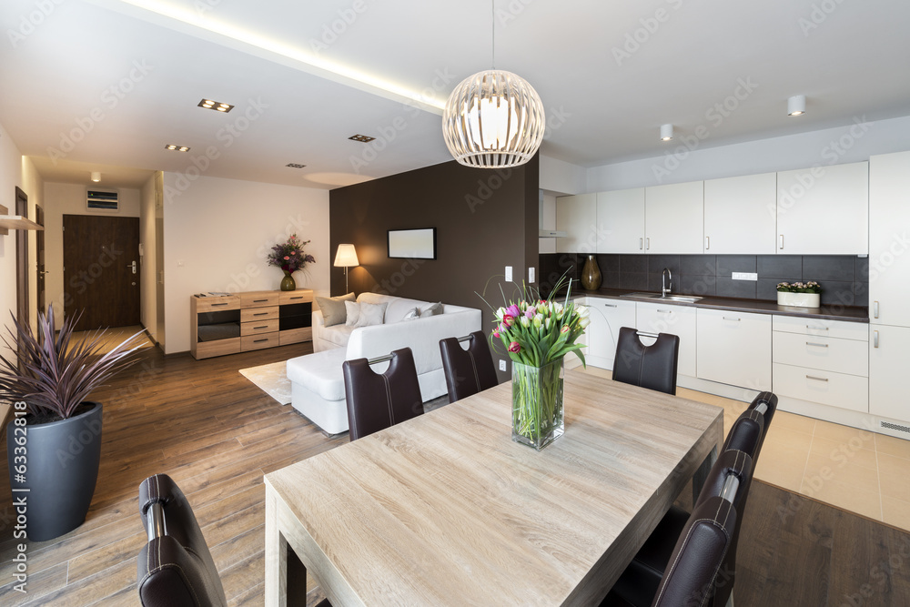 Luxurious kitchen with living area Stock Photo | Adobe Stock