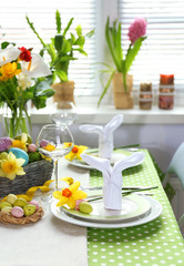 Wall Mural - Beautiful holiday Easter table setting