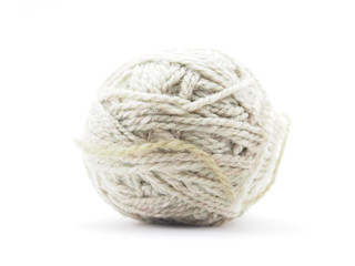 tangle with woolen threads on a white background