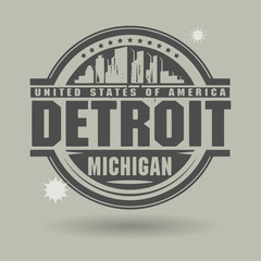 Wall Mural - Stamp or label with text Detroit, Michigan inside, vector