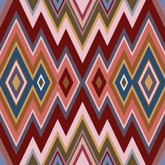 Poster - Color Abstract Retro Zigzag Vector Background