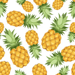 Wall Mural - Seamless background with pineapples. Vector illustration.